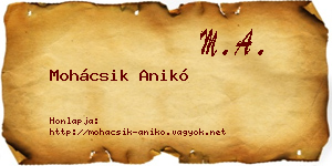 Mohácsik Anikó névjegykártya